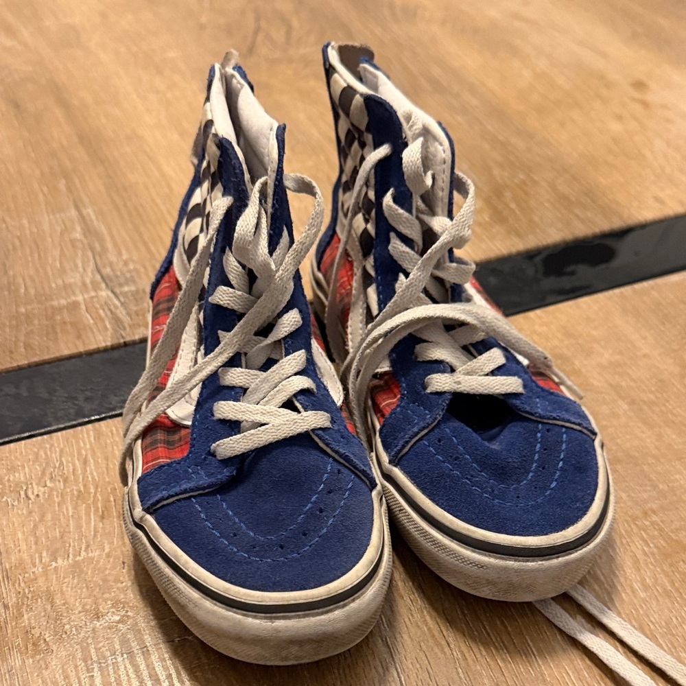 Vans Kids Blue and Red Checkered High-Tops